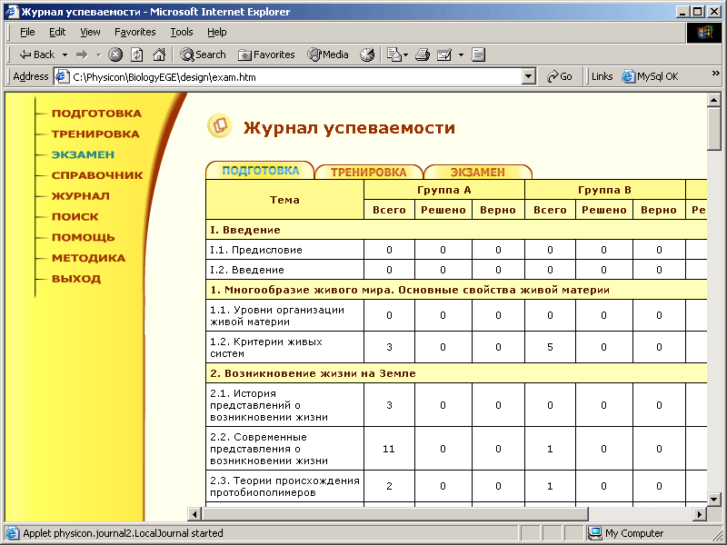 Журнал успеваемости образец